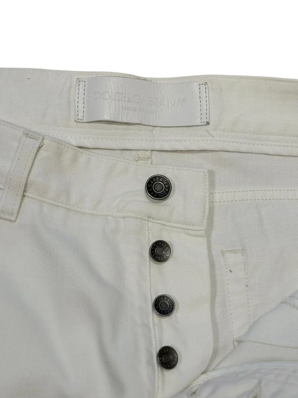 Dolce & Gabbana 2005 Gun Embroidered White Skinny Jeans IT 48 Rare